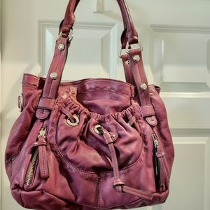 B MAKOWSKY Burgundy Pebbled Genuine leather Large handbag size 16wx10hx5deep